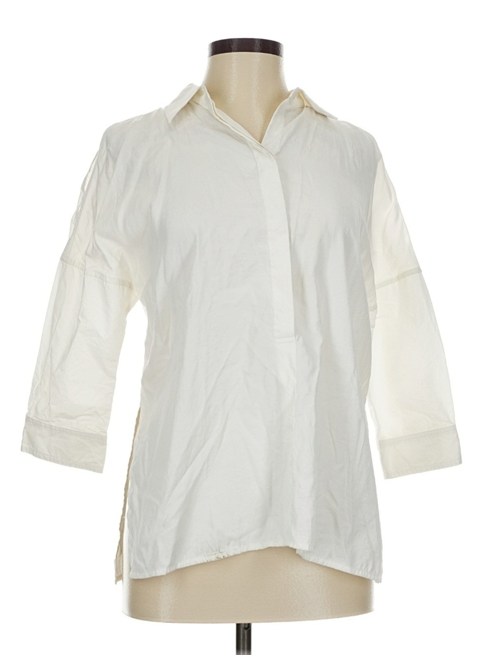 Kaufmanfranco Women's White Three-Quarter Sleeve Button-Down Shirt